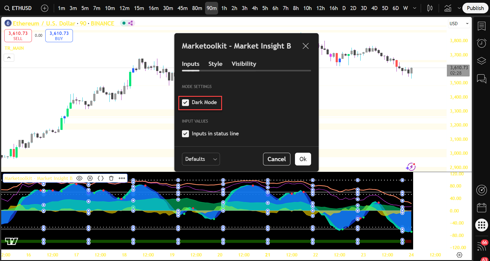 Market Insight B Dark Mode Feature